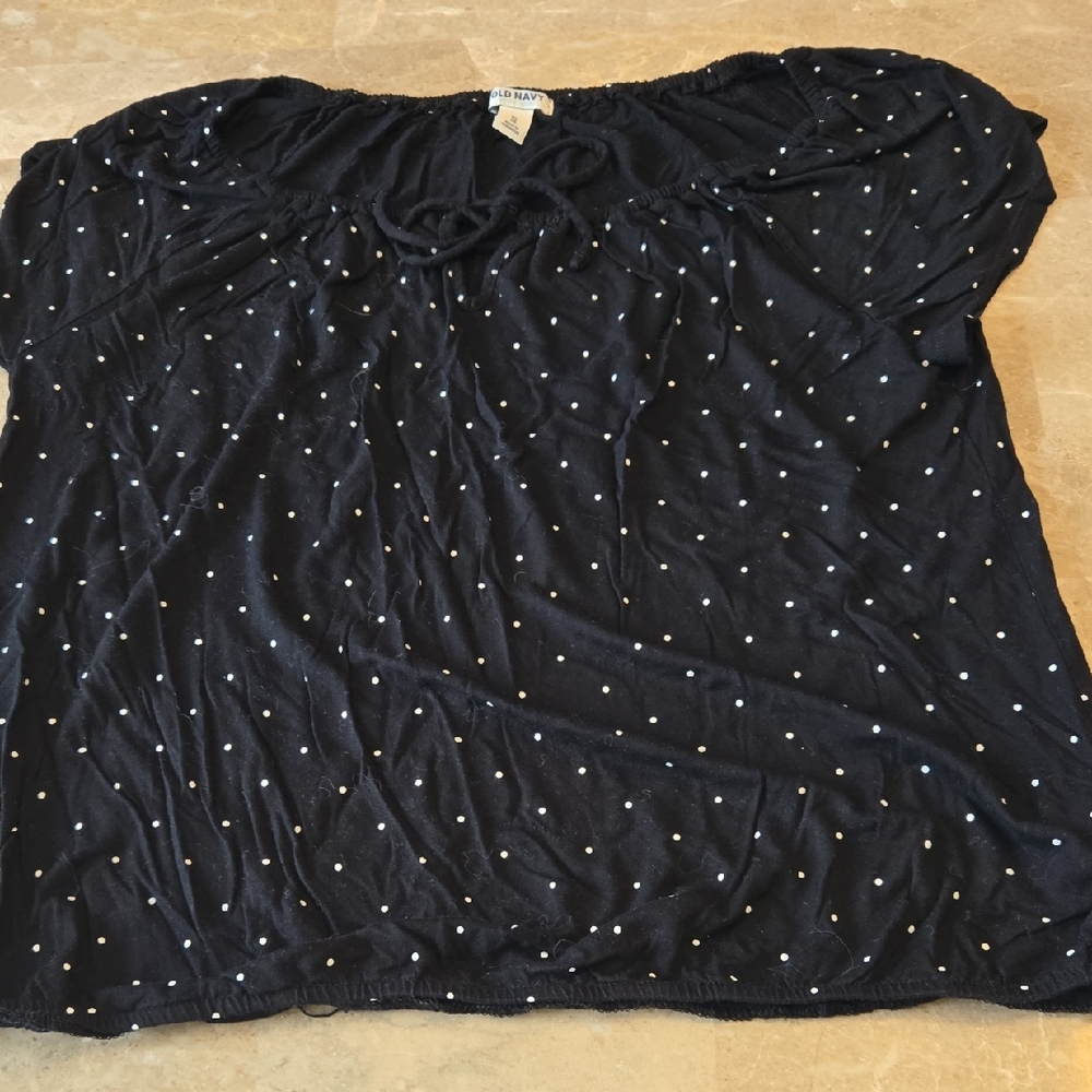 Old Navy Dark Blue Blouse with White Dots